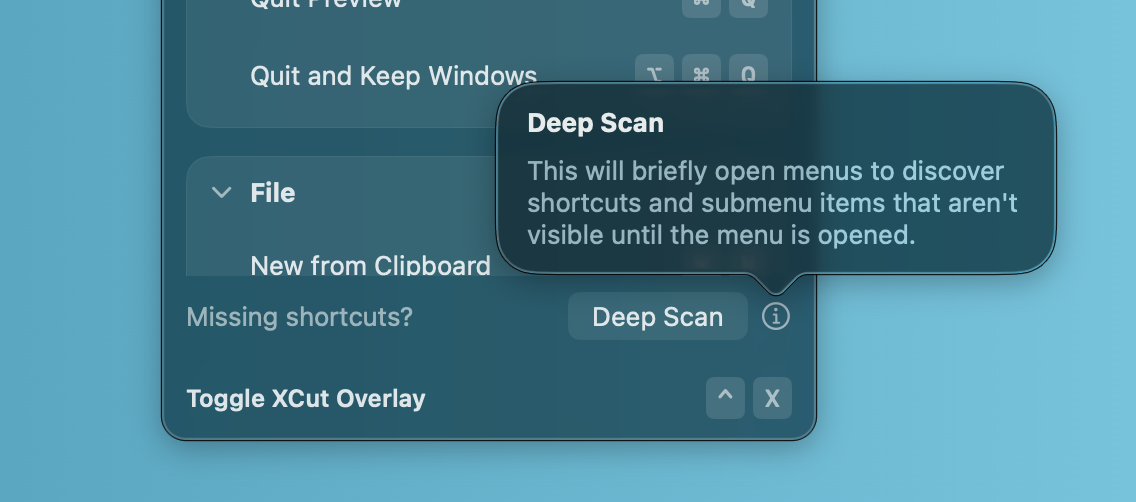Deep Scan to discover more shortcuts